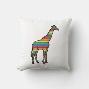 Rainbow Giraffe Vintage Engraving Vector Design_1 Throw Pillow