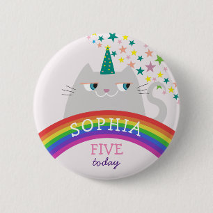 Rainbow Girl Birthday 2 Inch Round Button