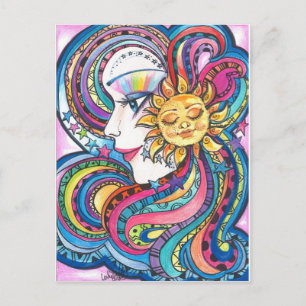 Rainbow Girl Fantasy Art Postcard