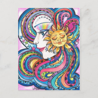 Rainbow Girl Fantasy Art Postcard