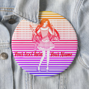 Rainbow girlfriend 6 inch round button