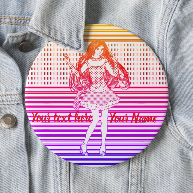 Rainbow girlfriend 6 inch round button (In Situ)