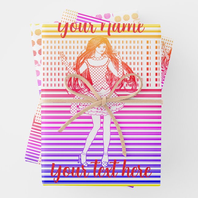 Rainbow girlfriend wrapping paper sheet (In situ)