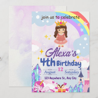 Rainbow girl's kids birthday party Gifts  Invitation