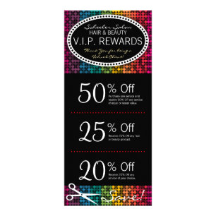 Rainbow Glam Custom Salon Coupon Rack Cards