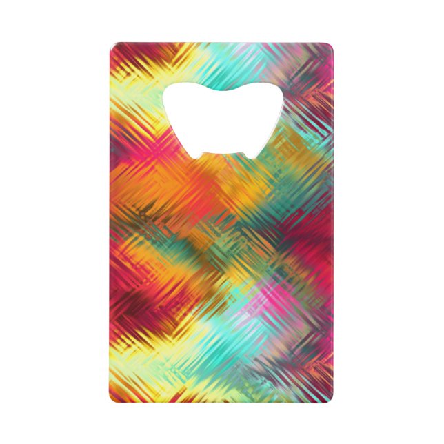 Rainbow Glass Abstract Pattern Wallet Bottle Opener (Front)