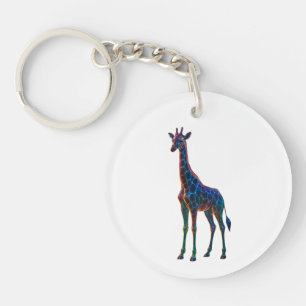 Rainbow Glass Giraffe Art Keychain