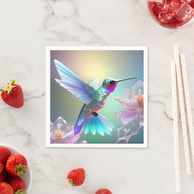 Rainbow Glass Hummingbird,  Napkin (Insitu)