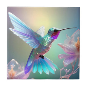 Rainbow Glass Hummingbird, Tile