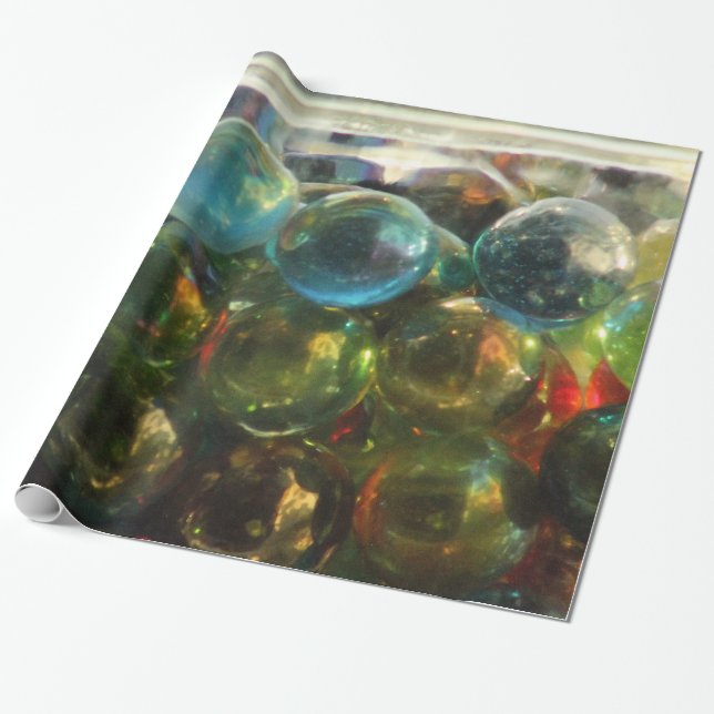 Rainbow Glass Marbles High Gloss Wrapping Paper (Unrolled)