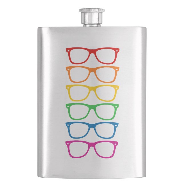 Rainbow Glasses Hip Flask (Front)