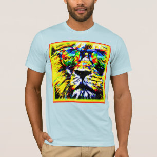 Rainbow Glasses Lion Painting. Buy Now T-Shirt