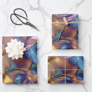 Rainbow glitter agate pattern party  wrapping paper sheet