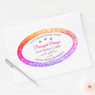 Rainbow Glitter and White Product Packaging Labels