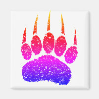 Rainbow Glitter Bear Paw Print Drawing