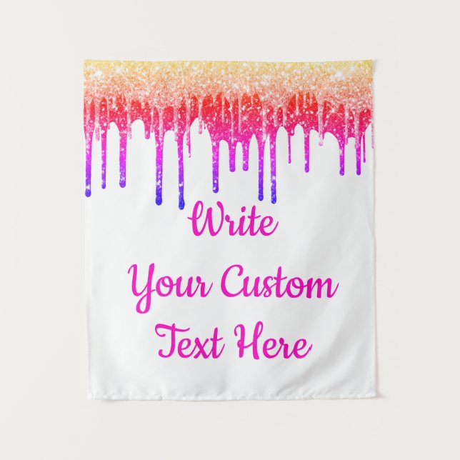 Rainbow Glitter Birthday Photo Booth Prop Backdrop Tapestry (Front)