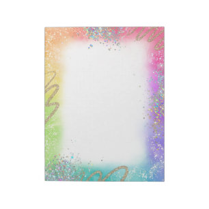 Rainbow & Glitter Border Notepad