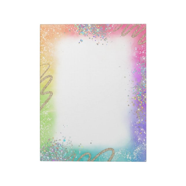 Rainbow & Glitter Border Notepad (Rotated)