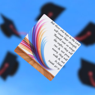 Rainbow Glitter Christian Bible Verse Isaiah 40 Graduation Cap Topper