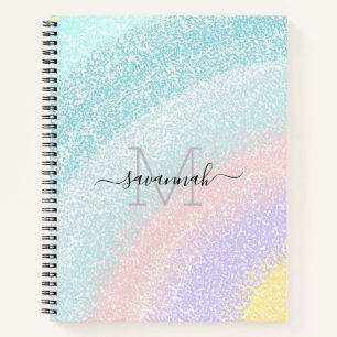 Rainbow Glitter Colourful   Monogram Sketchbook  Notebook