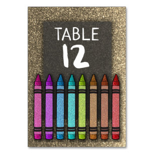 Rainbow Glitter Crayon First Birthday Baby Shower Table Number
