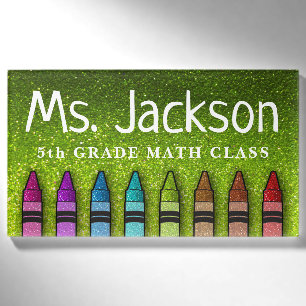Rainbow Glitter Crayons Art Teacher Back To School Name Tag