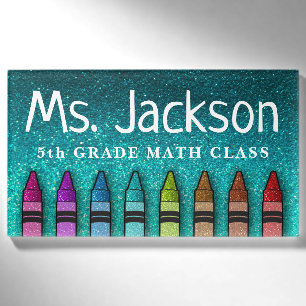 Rainbow Glitter Crayons Art Teacher Back To School Name Tag