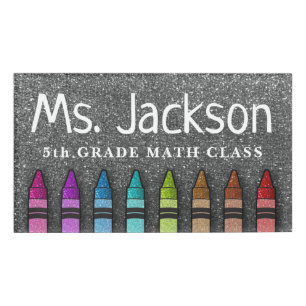 Rainbow Glitter Crayons Art Teacher Back To School Name Tag