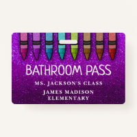 Rainbow Glitter Crayons Teacher Bathroom Hall Pass
