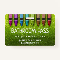 Rainbow Glitter Crayons Teacher Bathroom Hall Pass