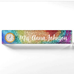 Rainbow Glitter Desk Name Plate