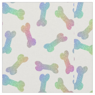 Rainbow Glitter Dog Bones Fabric