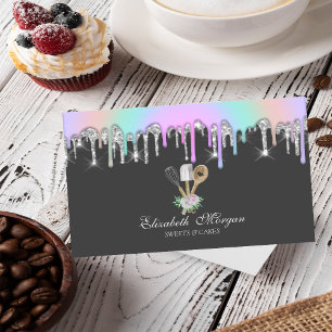 Rainbow Glitter Drips Bakery Pastry Hand Tools Business Card