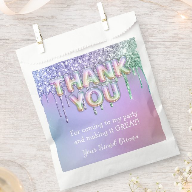 Rainbow Glitter Drips Girl Birthday Party Favour Bag (Creator Uploaded)