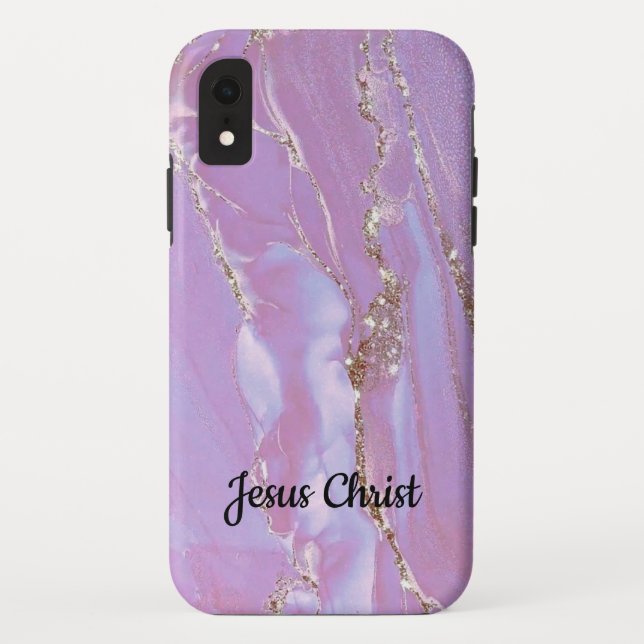 Rainbow glitter drips pink monogram Case-Mate  iPhone Case (Back)