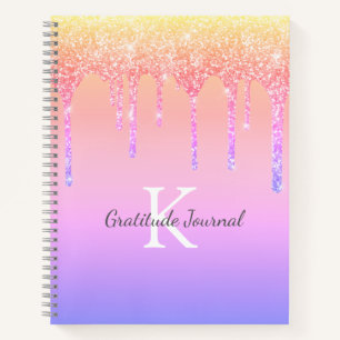 Rainbow Glitter Drips Sparkle Gratitude Journal