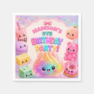 Rainbow Glitter Dumpling Squishies Birthday Party Napkin