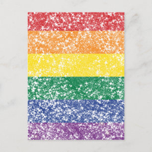 Rainbow Glitter Flag Postcard