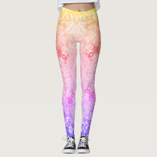 Rainbow Glitter Floral Pattern  Leggings