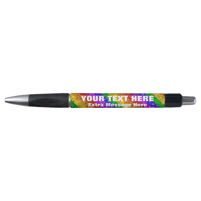 Rainbow Glitter Gay Pride Parade Business Template Pen (Front)