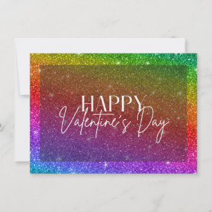 Rainbow Glitter Happy Valentine's Day Card