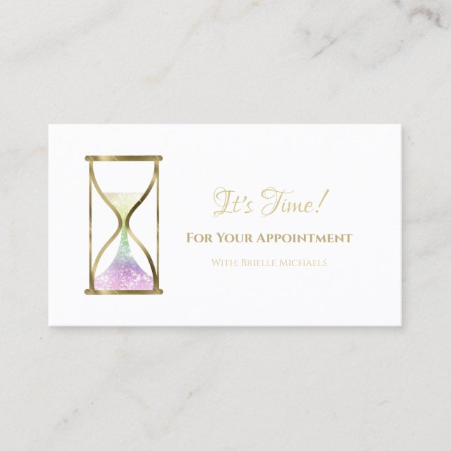 Rainbow Glitter Hourglass Salon Appointment (Front)