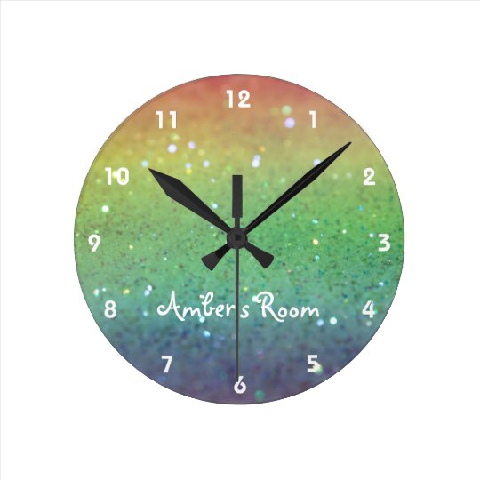 Rainbow Glitter Kid's Bedroom Clock
