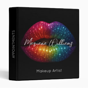 Rainbow Glitter Lips Makeup Artist Appointment Binder