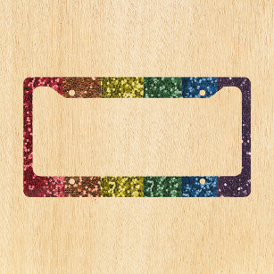 Rainbow Glitter Look License Plate Frame
