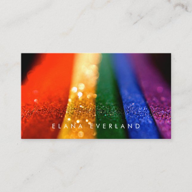 Rainbow Glitter Macro Business Profile Card (Front)
