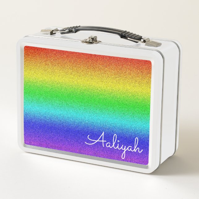 Rainbow Glitter Metal Lunch Box (Front)