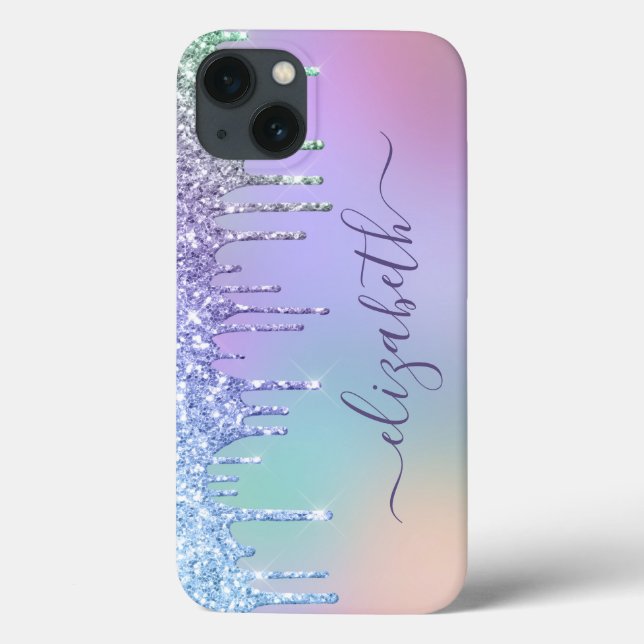Rainbow Glitter Monogram Case-Mate iPhone Case (Back)