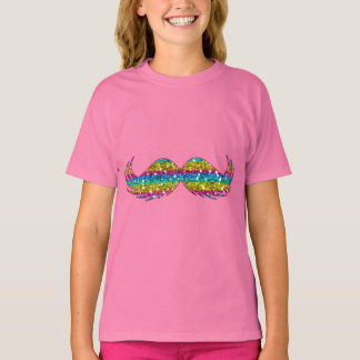 Rainbow Glitter Moustache T-Shirt