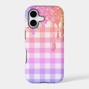 Rainbow Glitter ombré Plaid Gingham Pretty Case-Ma